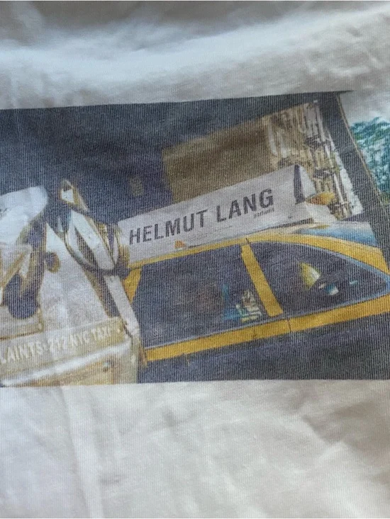 Helmut Lang White Logo Tag Cotton Tee - Picture 7 of 8